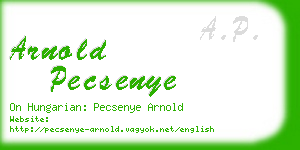 arnold pecsenye business card